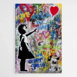 tableau banksy petite fille au ballon 1