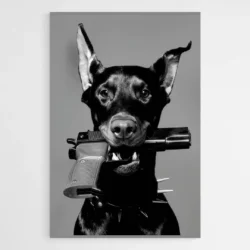 tableau chien noir et blanc.webp