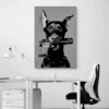 tableau chien noir et blanc bureau.webp