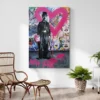 tableau street art Charlie Chaplin salon plante