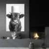tableau vache drole salon moderne noir 1.webp