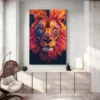Tableau Tete de Lion Multicolore portrait 2 3 4.webp