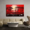 Tableau africain rouge paysage 3 2 3.webp