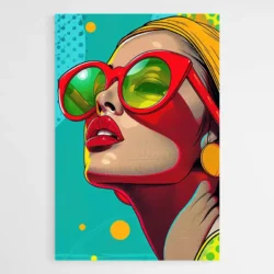 Tableau femme Pop art lunettes rouges 1.webp