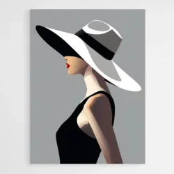 Tableau minimaliste femme a chapeau 1.webp