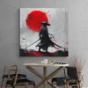 Tableau peinture samourai rouge carre 2.webp