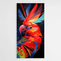 Tableau perroquet rouge et bleu 1.webp