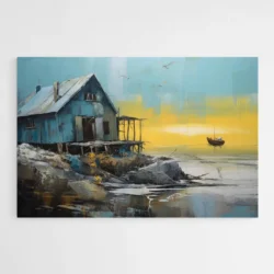 Tableau scandinave bleu et jaune 1.webp