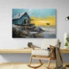 Tableau scandinave bleu et jaune paysage 3 2 3.webp