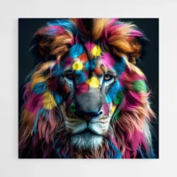 Tableau tete de lion Colore 1.webp