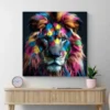 Tableau tete de lion Colore carre 4.webp
