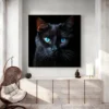 tableau chat noir yeux bleus carre 4.webp