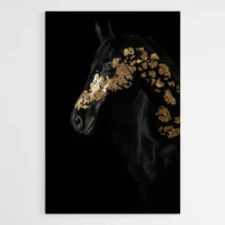 tableau cheval noir et or 1.webp