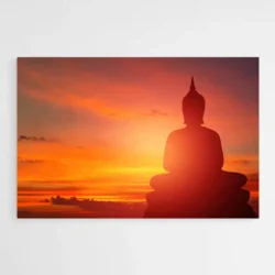 tableau coucher soleil bouddha 1.webp