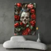 tableau crane et fleurs portrait 2 3 3.webp