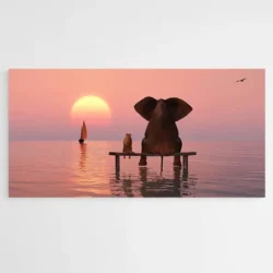 tableau elephant assis de dos 1.webp