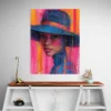 tableau femme a chapeau portrait 3 4 3.webp