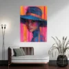 tableau femme a chapeau portrait 3 4 4.webp