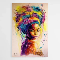 tableau femme africaine multicolore 1.webp