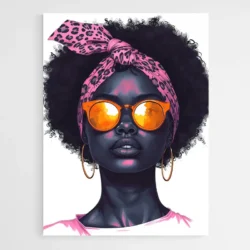 tableau femme afro bandana rose 1.webp