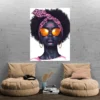 tableau femme afro bandana rose portrait 3 4 2.webp