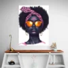 tableau femme afro bandana rose portrait 3 4 3.webp