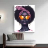 tableau femme afro bandana rose portrait 3 4 4.webp