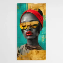 tableau femme afro bandana rouge 1.webp