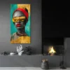 tableau femme afro bandana rouge portrait 1 2 2.webp
