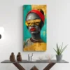 tableau femme afro bandana rouge portrait 1 2 3.webp