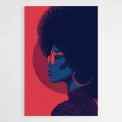 tableau femme afro bleu et rouge 1.webp
