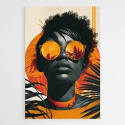 tableau femme noire lunettes oranges 1.webp