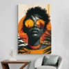 tableau femme noire lunettes oranges portrait 2 3 4.webp