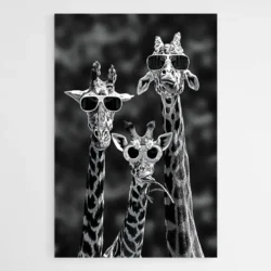 tableau girafes noir et blanc 1.webp