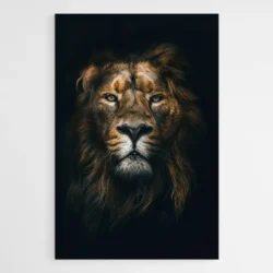 tableau lion fond noir 1.webp