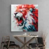 tableau lion rouge et blanc carre 3.webp
