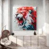 tableau lion rouge et blanc carre 4.webp