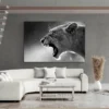 tableau lionne noir et blanc paysage 3 2 4.webp