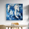 tableau peinture chevaux bleus carre 2.webp