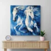 tableau peinture chevaux bleus carre 3.webp