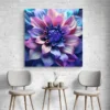 tableau peinture fleur bleue carre 4.webp