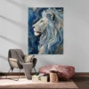 tableau peinture lion bleu portrait 3 4 2.webp