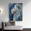 tableau peinture lion bleu portrait 3 4 3.webp