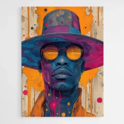 tableau psychedelique homme a chapeau 1.webp