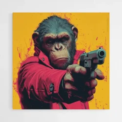 tableau singe avec pistolet 1.webp