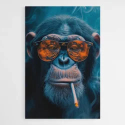 tableau singe lunettes et cigarette 1.webp