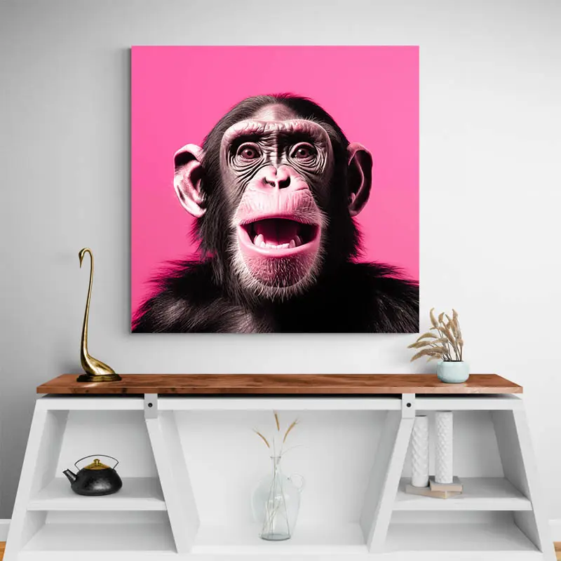 tableau singe rose carre 2.webp