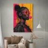 tableau street art femme noire avec chewing gum portrait 2 3 2.webp