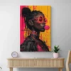 tableau street art femme noire avec chewing gum portrait 2 3 4.webp