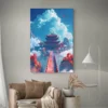 tableau temple japonais dans les nuages portrait 2 3 3.webp